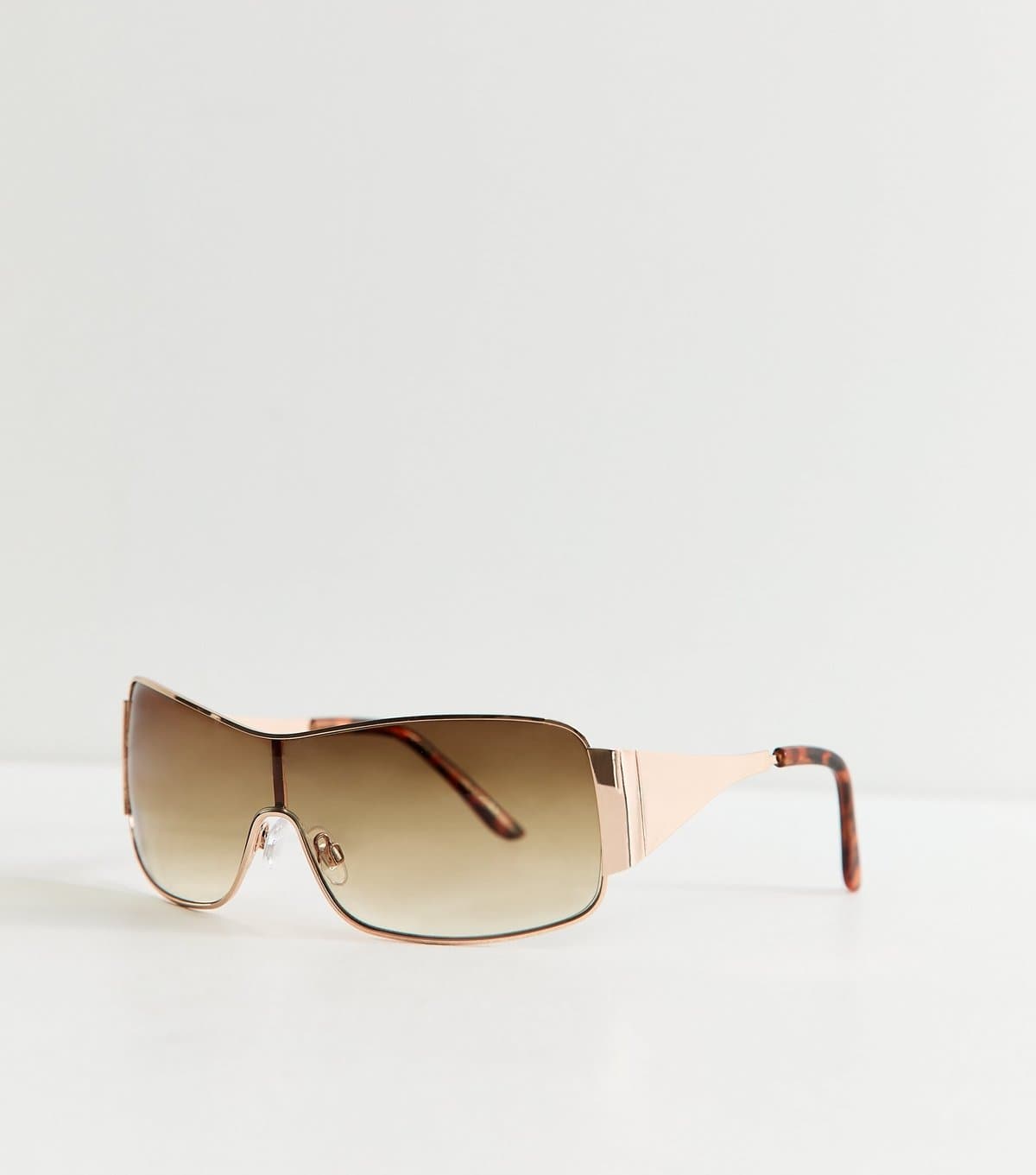 New Look Gold Metallic Gradient Lens Wrap Sunglasses New Look