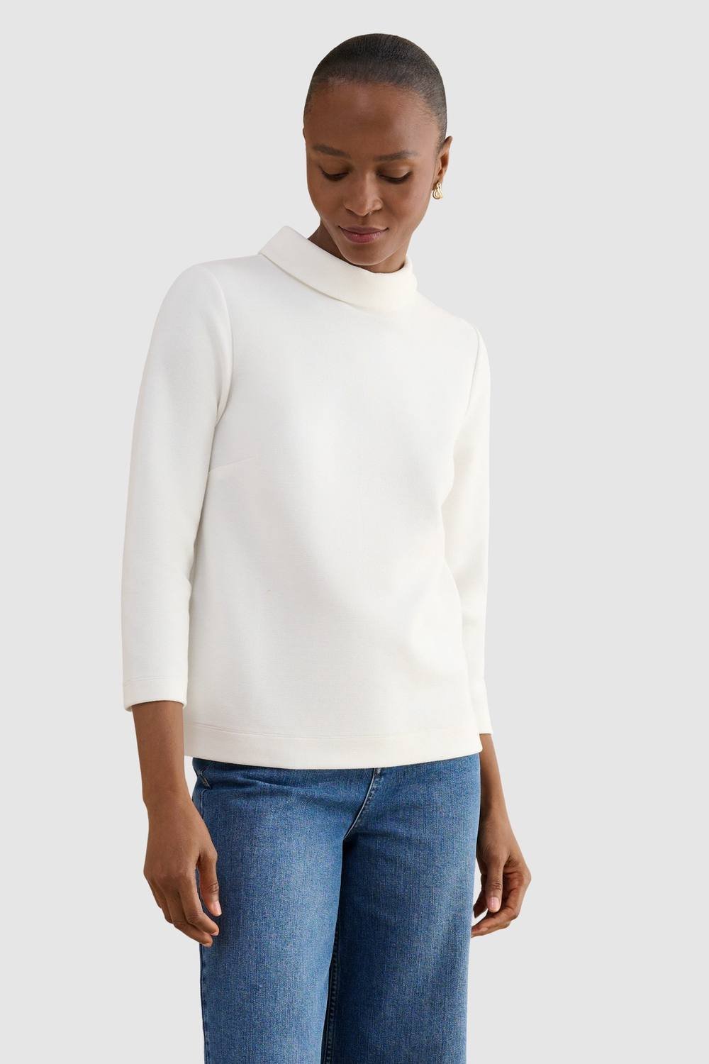 Hobbs London Hobbs London Women's Tali High Neck Textured Top in White - 3