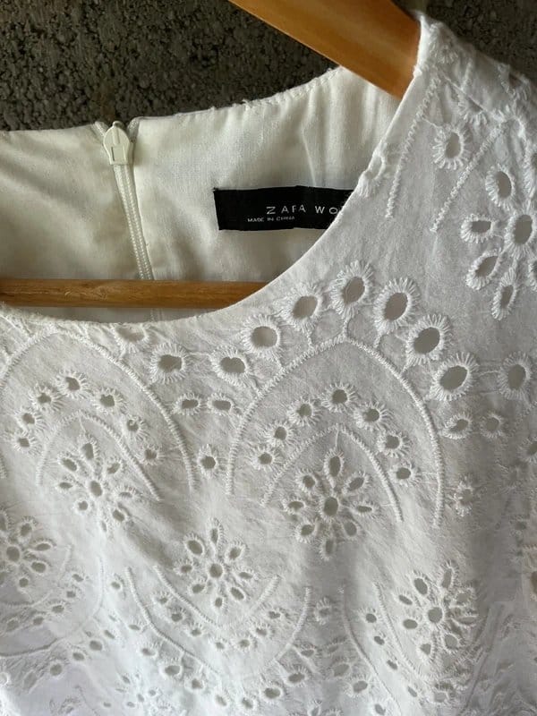 Zara Woman White Broderie Anglaise Mini Dress