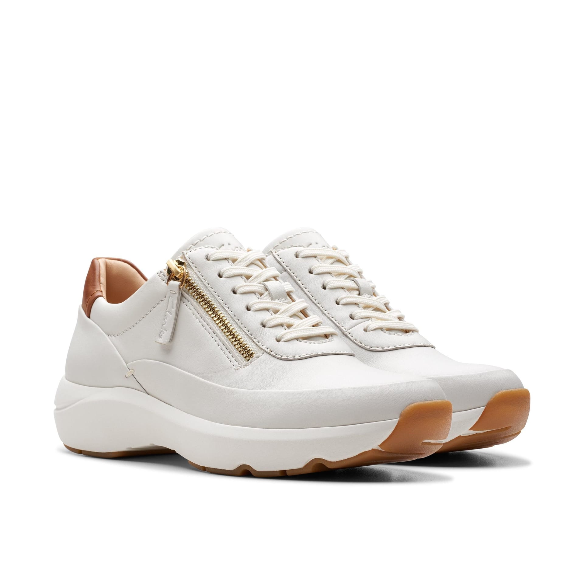 Clarks Clarks Women's Tivoli Zip Off-White Leather Trainers in White - 4