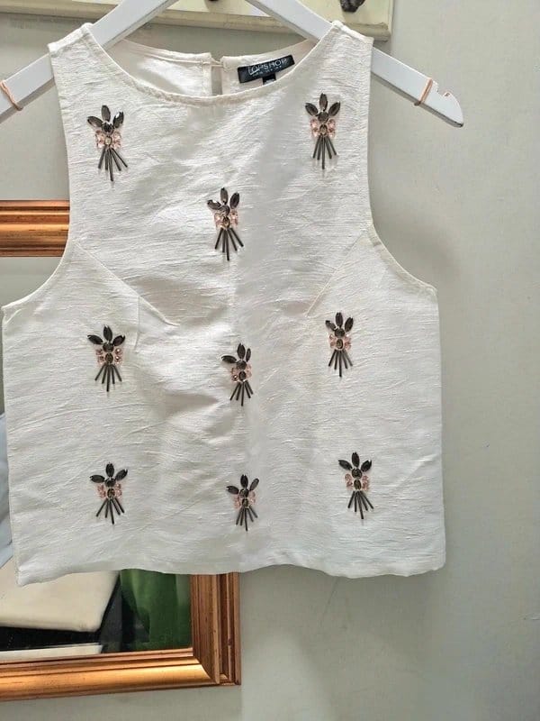 Topshop White Embellished Sleeveless Top