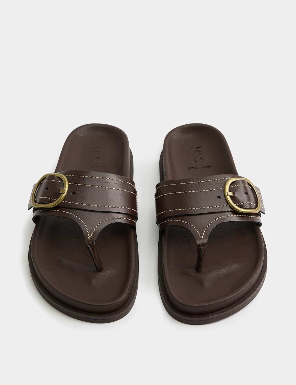 Marks & Spencer M&S Brown Leather Toe Post Sandals