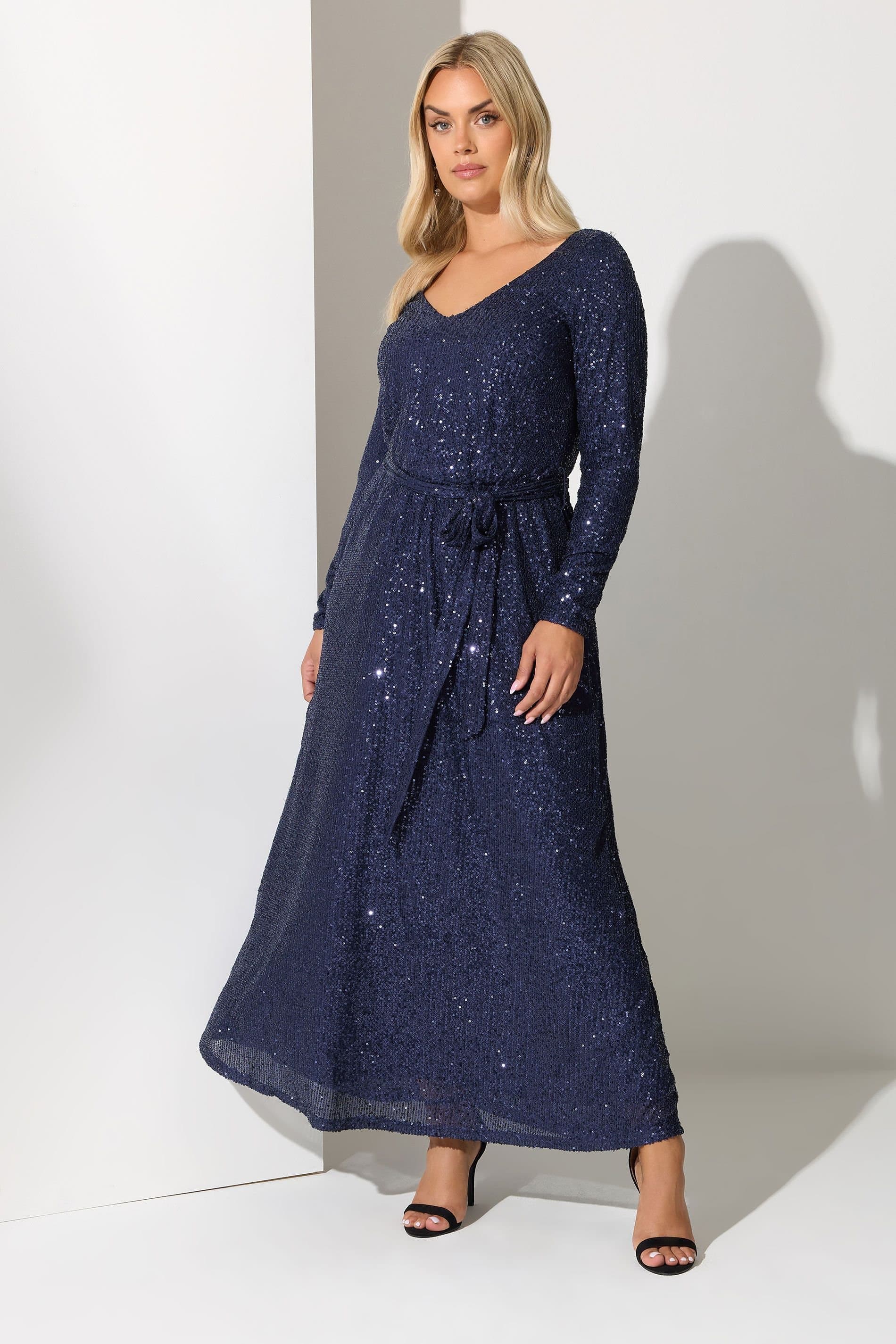 Yours Yours Women's Sequin Maxi Dress in Blue