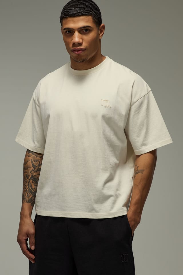 Training Dept. Training Dept. Men's Training Dept Premium Heavyweight 220gsm Oversized Boxy T-shirt in Off-White - 3