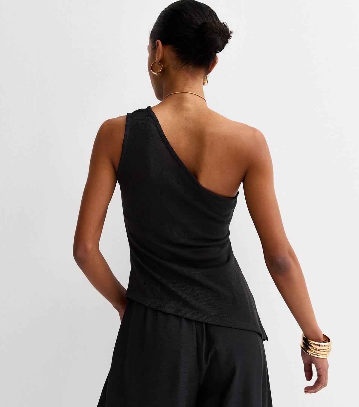 New Look Women's Black Textured One Shoulder Top New Look - 4