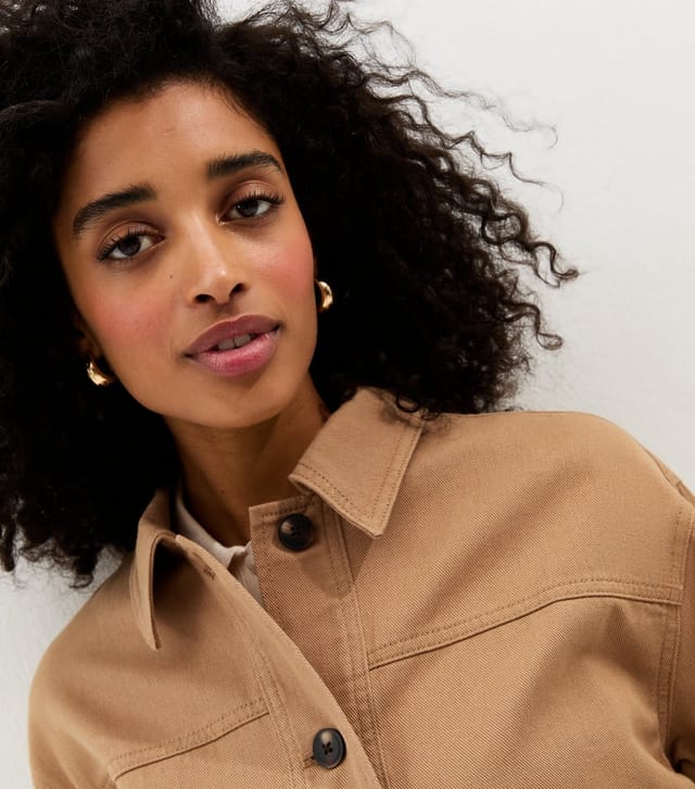 New Look Women's Tan Flap Pocket Cotton Shacket New Look - 2