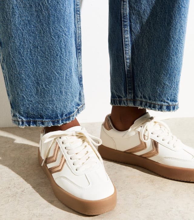 New Look Women's White Faux Leather Panelled Flatform Trainers New Look - 3