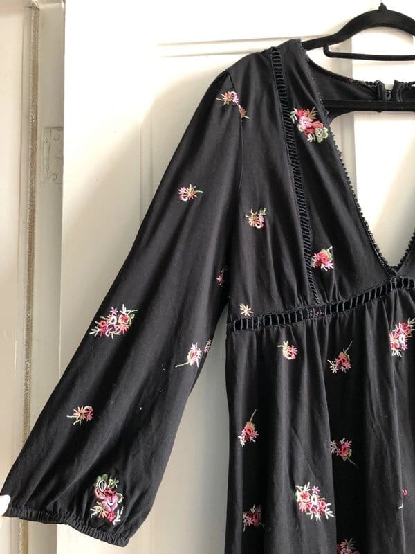 ASOS Design Black Floral Embroidered Skater Dress