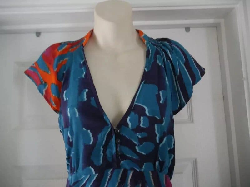 Carbon Carbon Dress Ladies Size 14 Multicoloured Swirl Animal Summer Holiday Tea Dress Sundress Bold Flower - 1