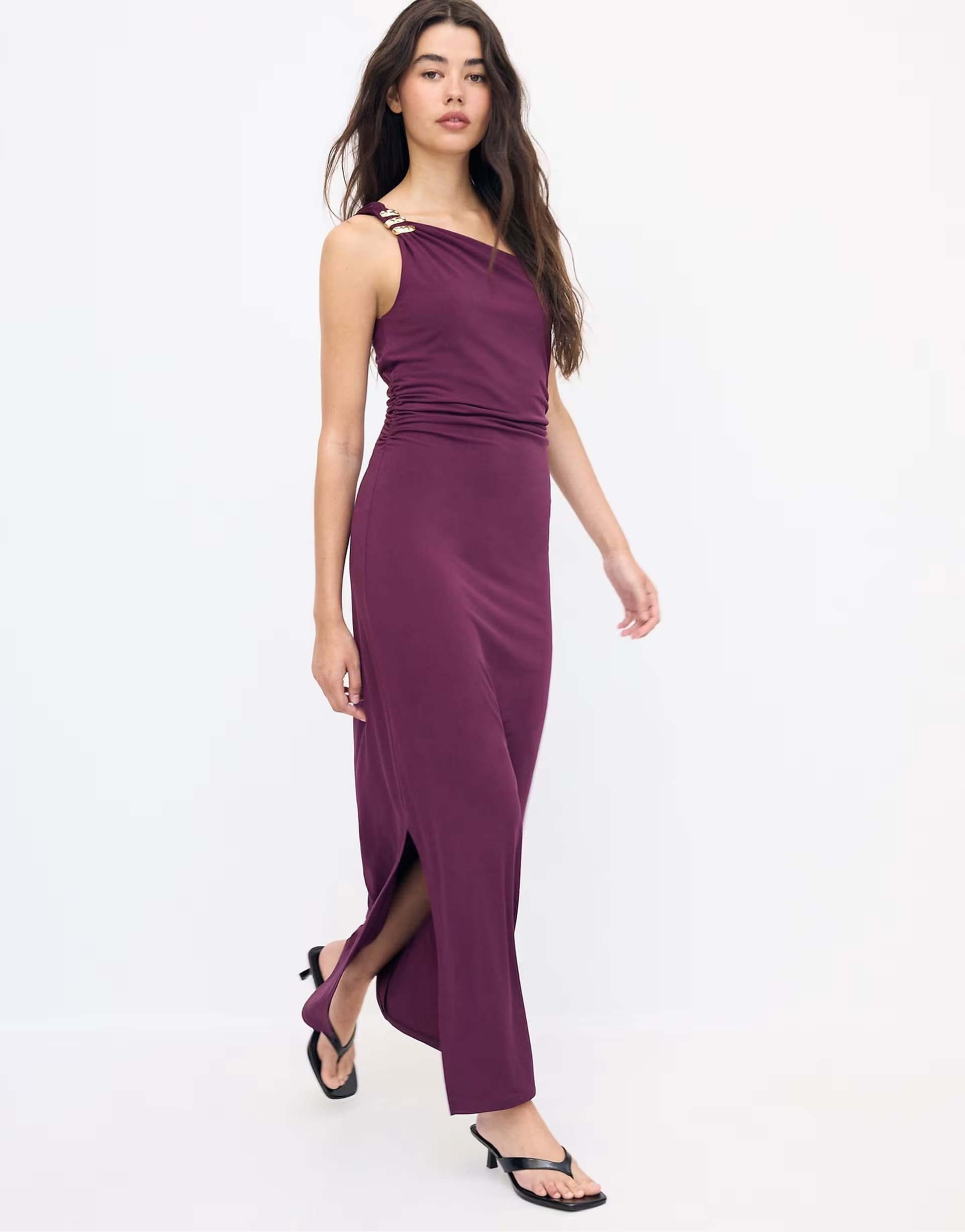 ASOS Stradivarius Metallic detail dress in purple