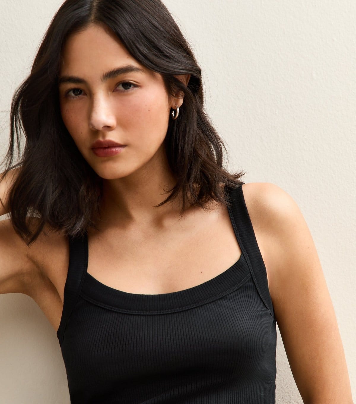 New Look Women's Black Ribbed Scoop Neck Cami Top New Look - 4