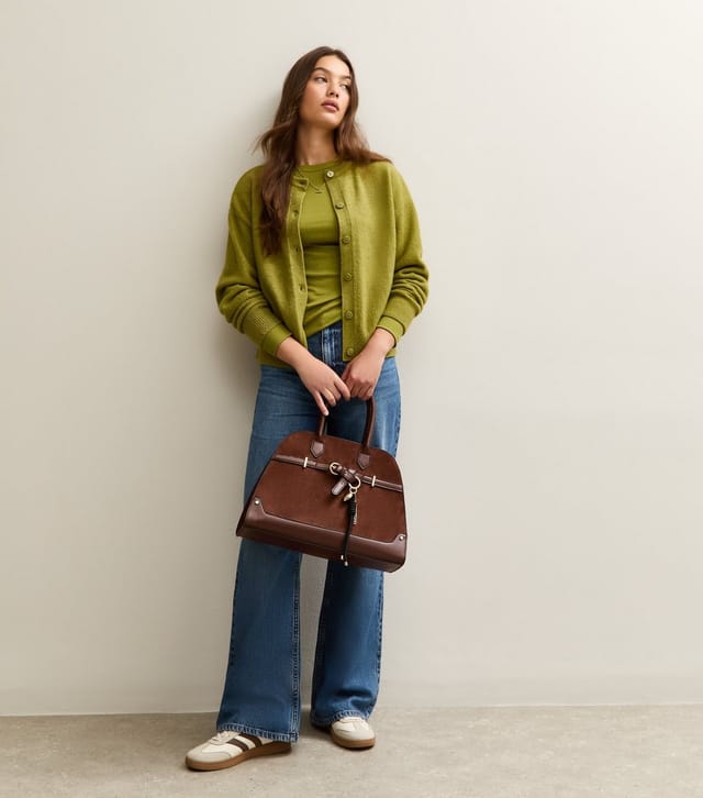 New Look Women's Light Khaki Long Sleeve Ribbed Crew Neck Top New Look - 3