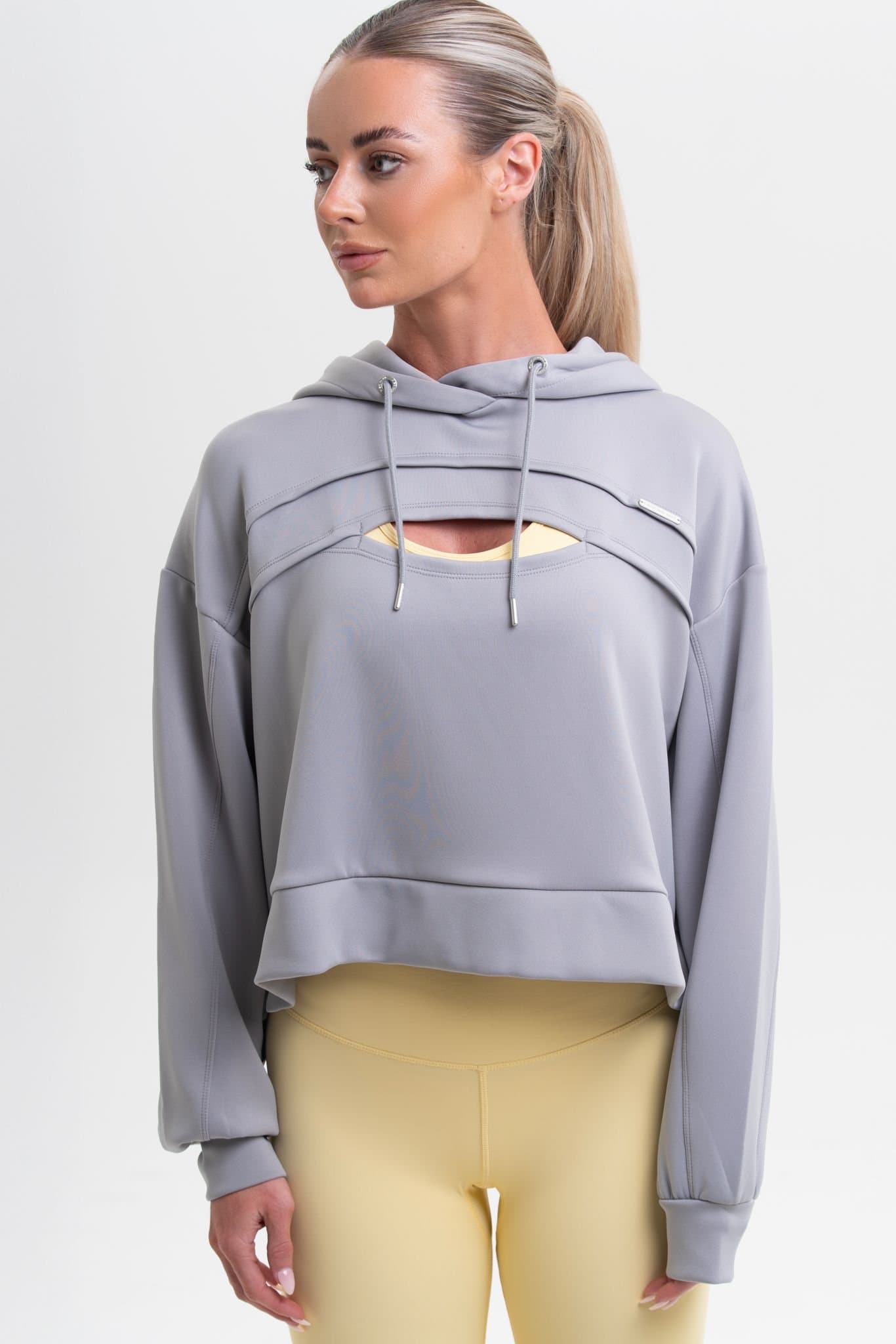 Discipline 365 Discipline 365 Light Grey Modal Hoodie with Cut-Out Detail