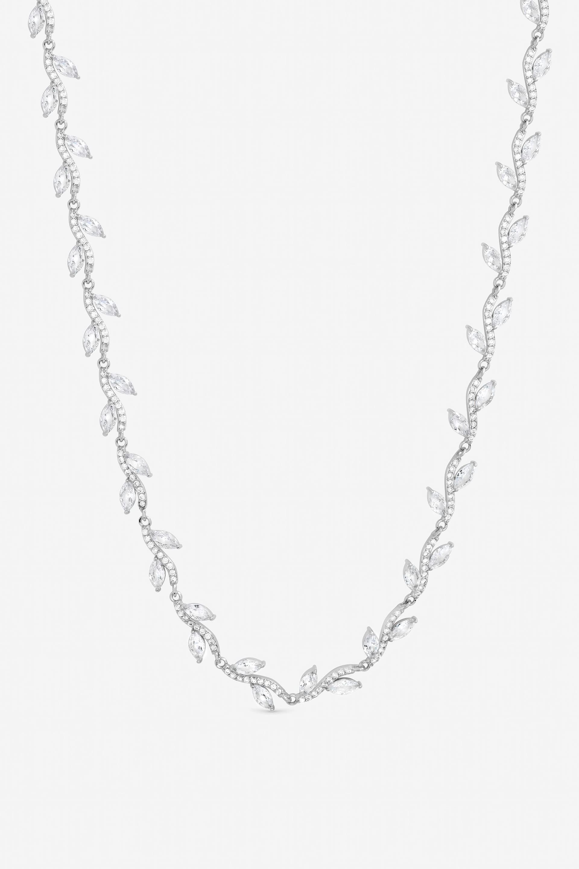 Jon Richard Jon Richard Women's Silver Plated Pave Wave Leaf Collar Necklace