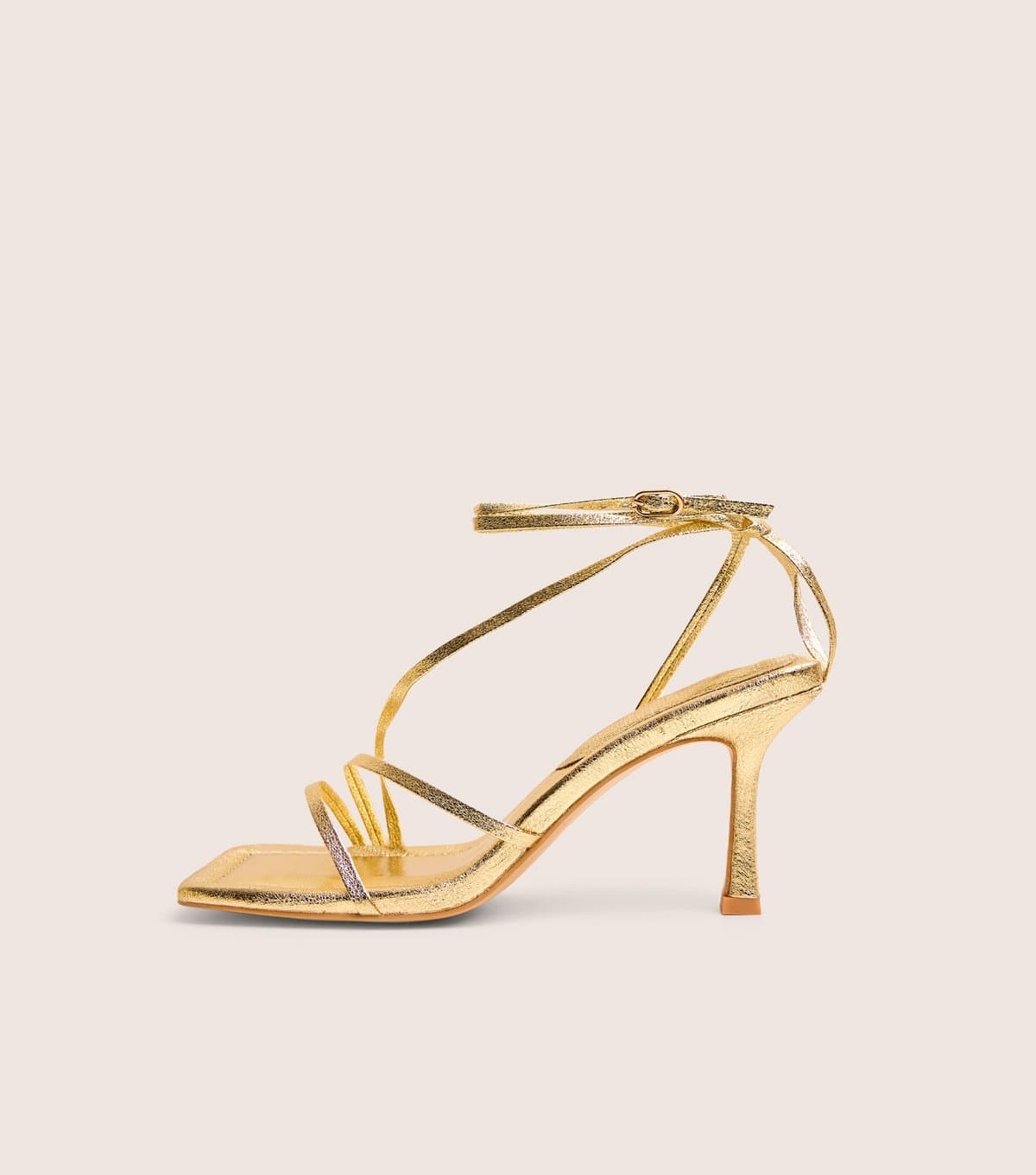 Public Desire Women's Gold Clover Square Toe Stiletto Sandals Public Desire New Look