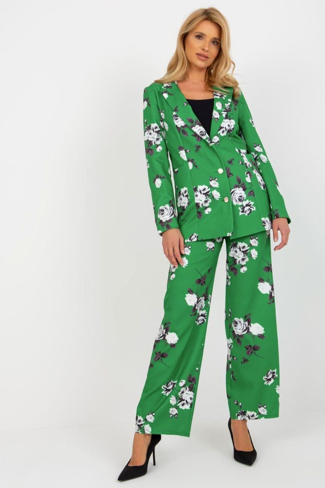 Love Lace Love Lace Women's Fully Lined Long Sleeve Button Jacket in Green