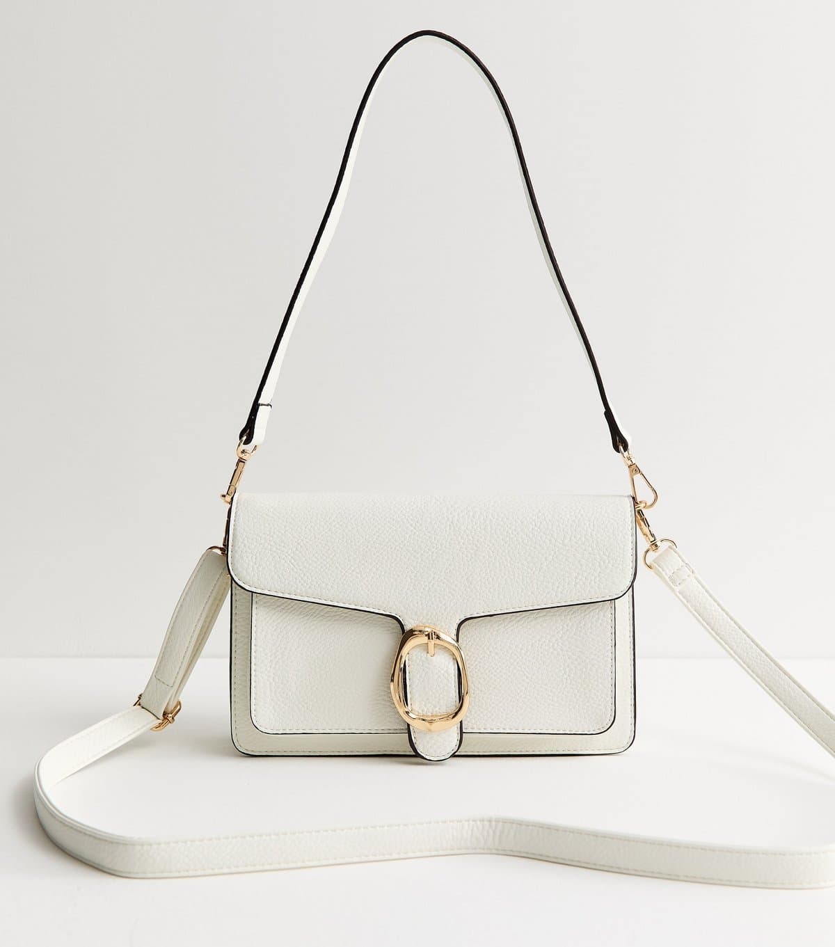 New Look New Look White Faux Leather Flap Shoulder Bag