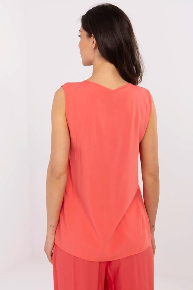 Love Lace Love Lace Women's Casual Sleeveless Viscose Blouse for Everyday in Coral - 3