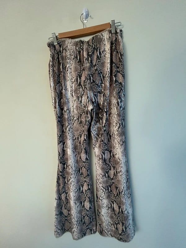 River Island NEW (no tags) River Island wide leg snake print sequin trousers UK 12 - 1