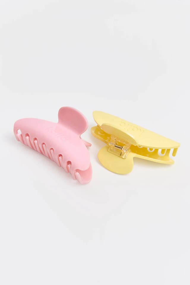 Kaiia Kaiia 2 Pack Hair Claw Clips Pink & Yellow - 2