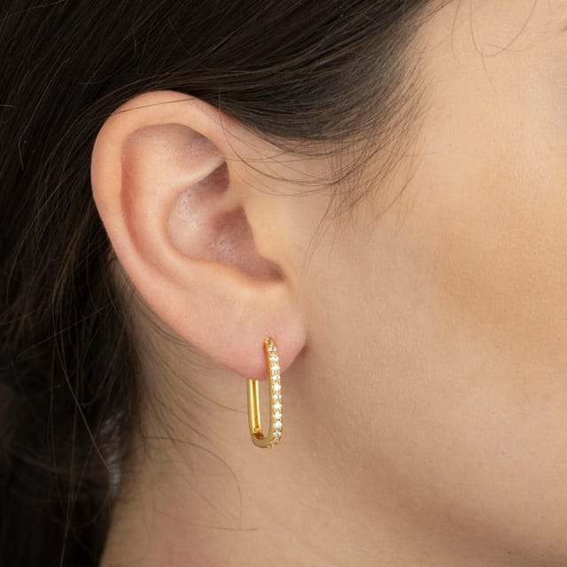 Gold Trip Gold Trip Women's Large Crystal U Hoop Earrings in Gold - 2