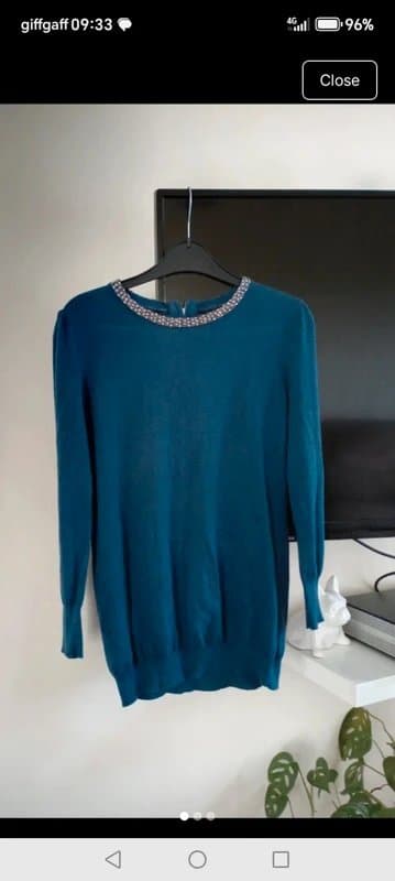 Next Next size 10 navy blue soft knitted embellished collar jumper