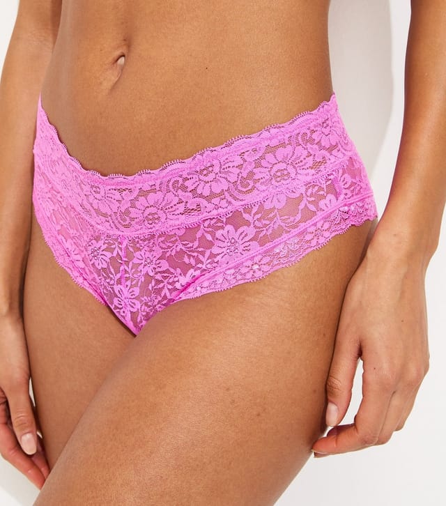 New Look Women's Bright Pink Floral Lace Brazilian Briefs New Look - 2
