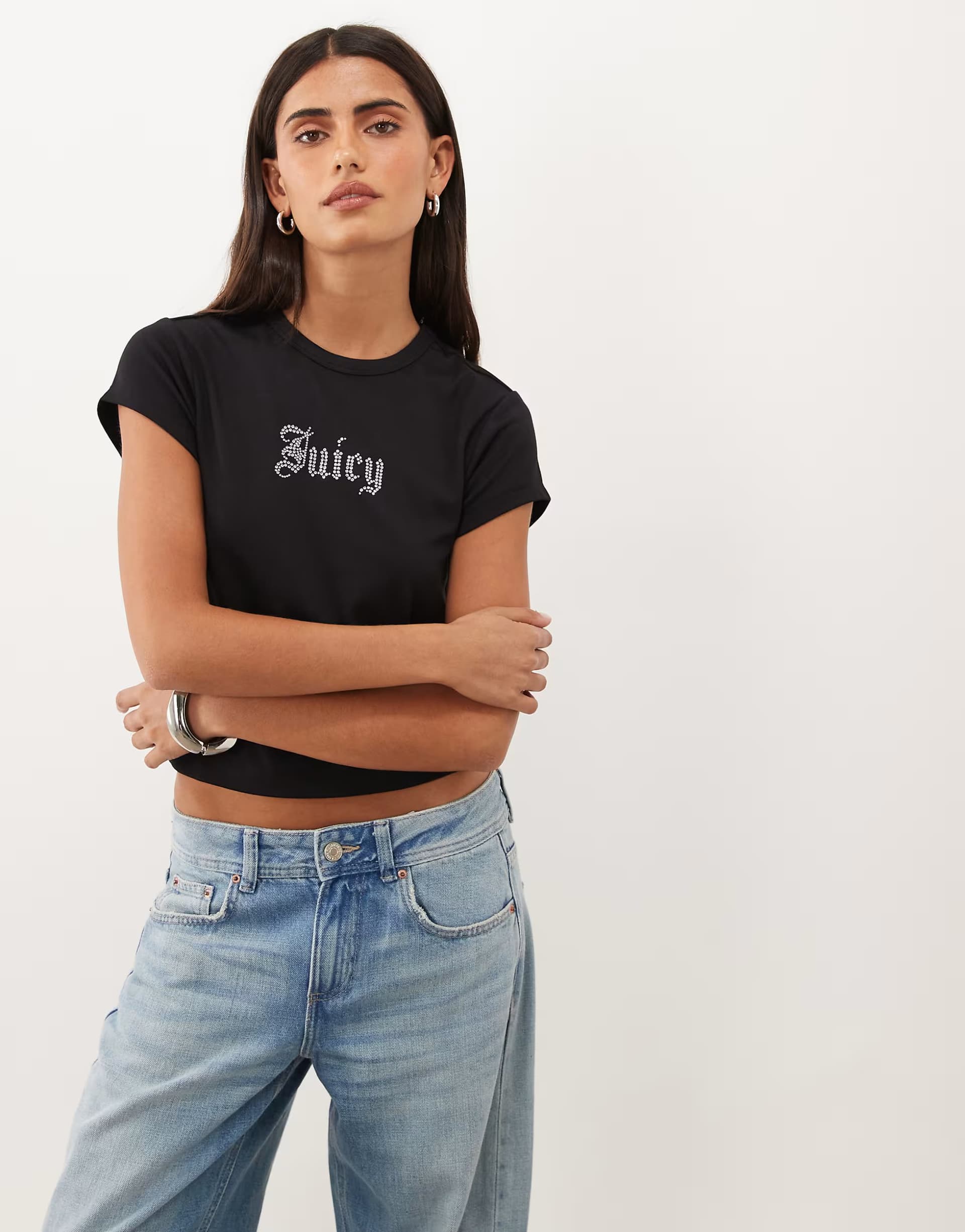 ASOS Juicy Couture diamante logo baby t-shirt in black