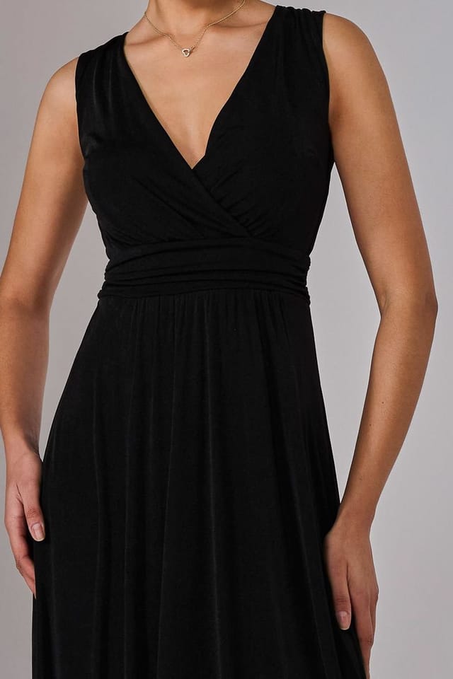 Jolie Moi Jolie Moi Women's Ella Wrap Bodice Jersey Maxi Dress in Black - 3