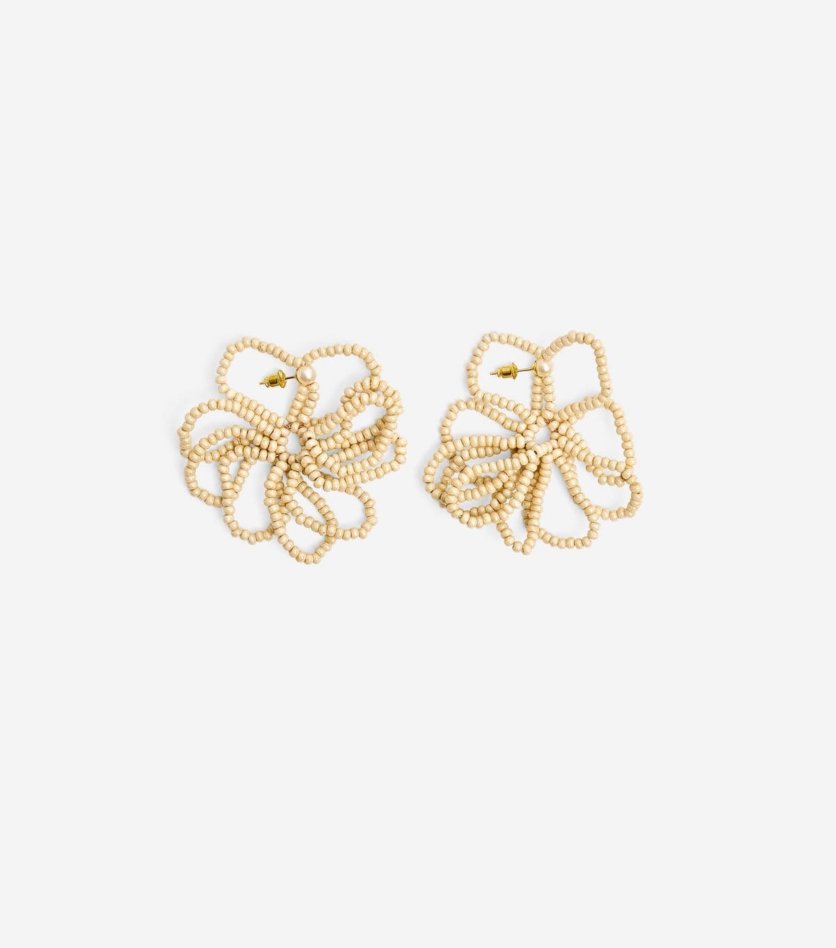 Public Desire Camel Beaded Flower Stud Earrings Public Desire New Look - 1