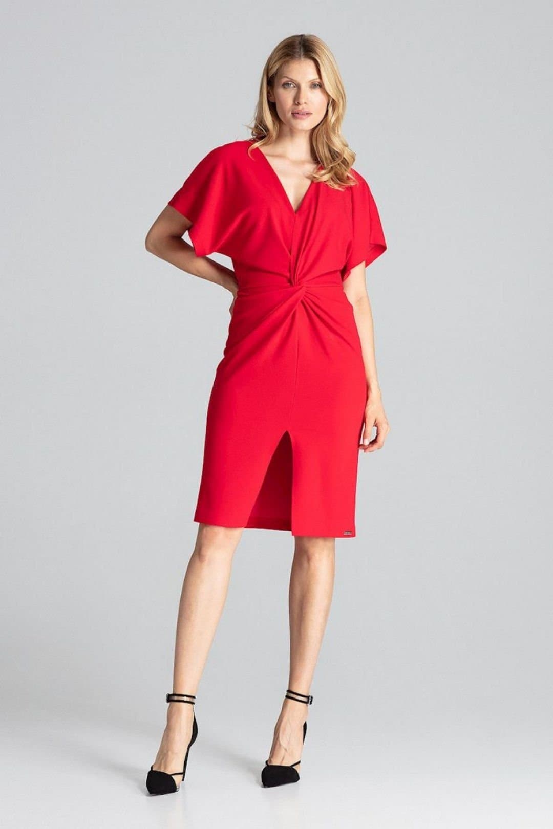 Love Lace Love Lace Women's Red Kimono Sleeve Envelope Midi Dress
