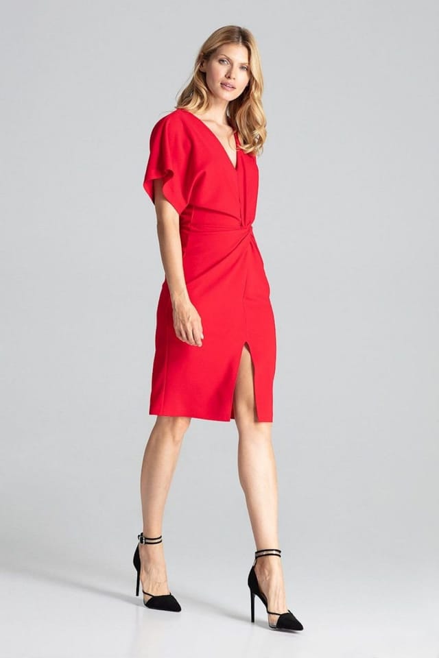 Love Lace Love Lace Women's Red Kimono Sleeve Envelope Midi Dress - 2