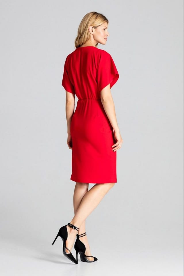 Love Lace Love Lace Women's Red Kimono Sleeve Envelope Midi Dress - 3