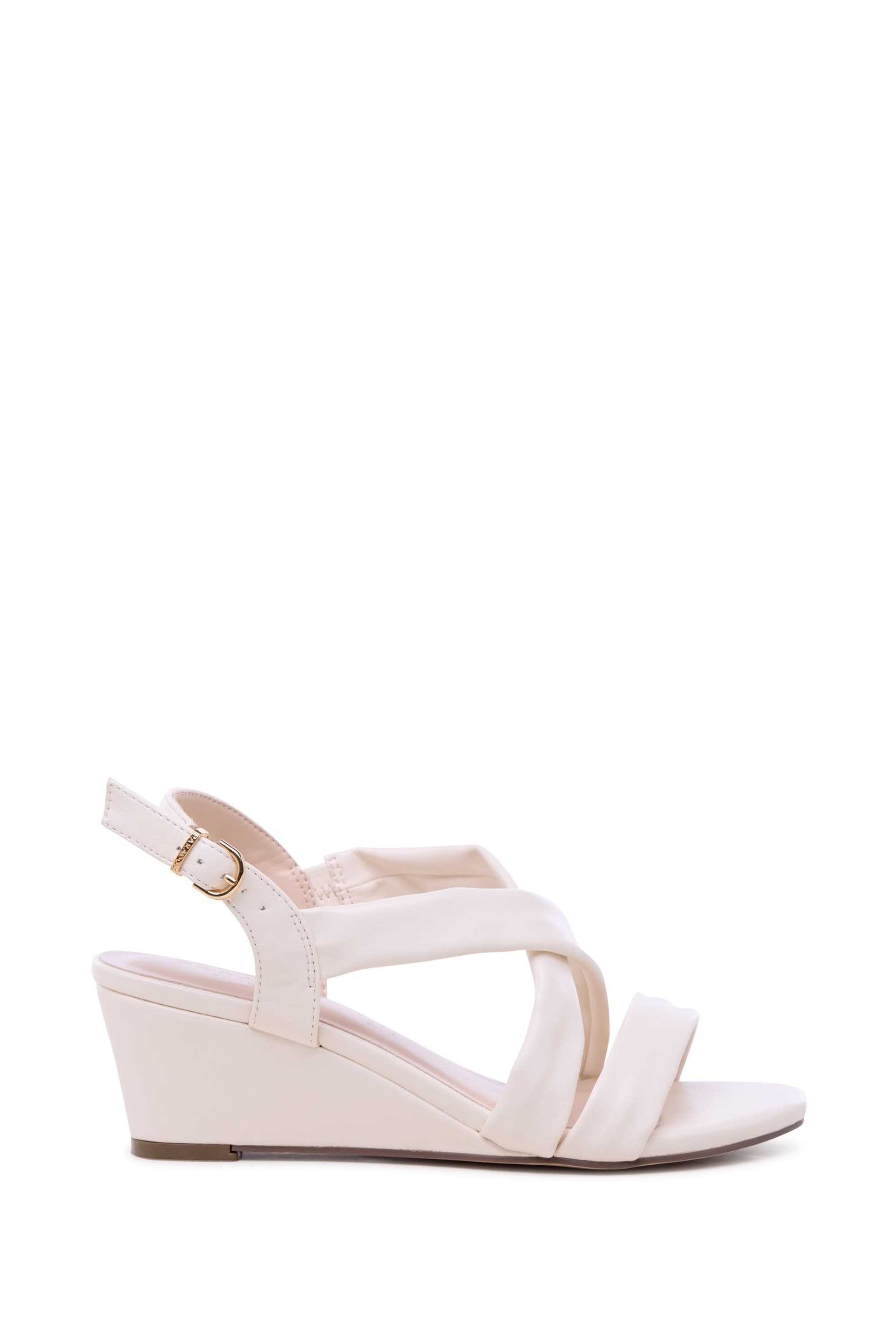 Paradox London Paradox London Women's Janis' Wide Fit Wedge Sandals in Cream