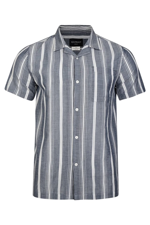 Little Nooks Little Nooks Men's Bari Stripe Short Sleeve Shirt in Mid Blue - 2
