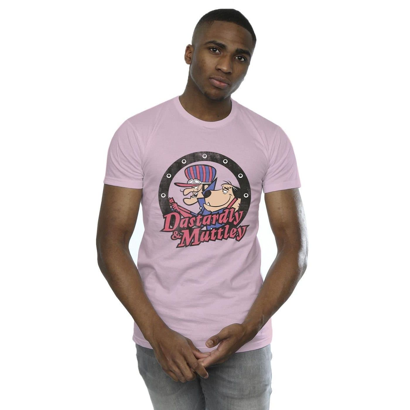 Wacky Races Wacky Races Men's Dastardly & Mutley Circle T-Shirt in Baby Pink