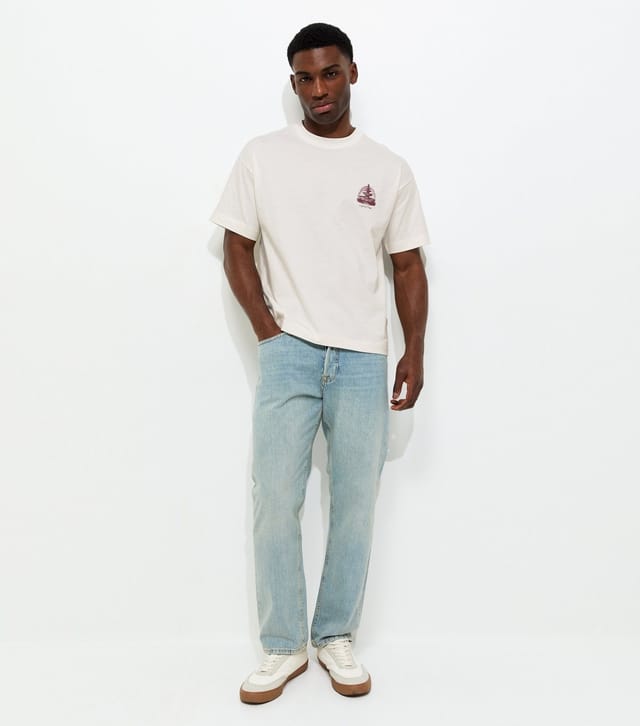 jack & jones Men's White Relaxed Cotton Fountain Print T-Shirt Jack & Jones New Look - 2