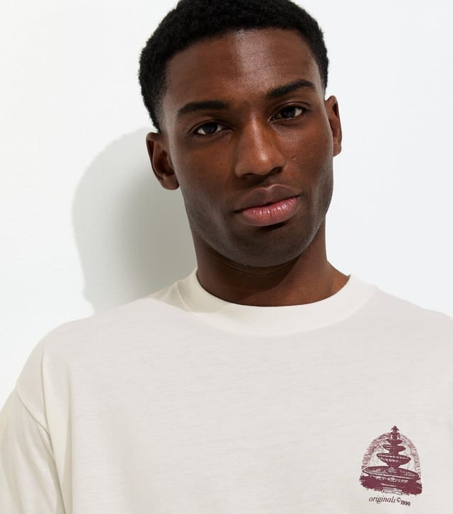jack & jones Men's White Relaxed Cotton Fountain Print T-Shirt Jack & Jones New Look - 3