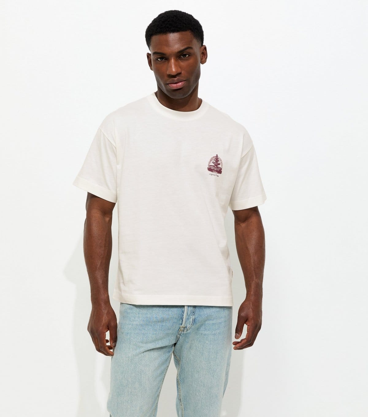 jack & jones Men's White Relaxed Cotton Fountain Print T-Shirt Jack & Jones New Look - 4