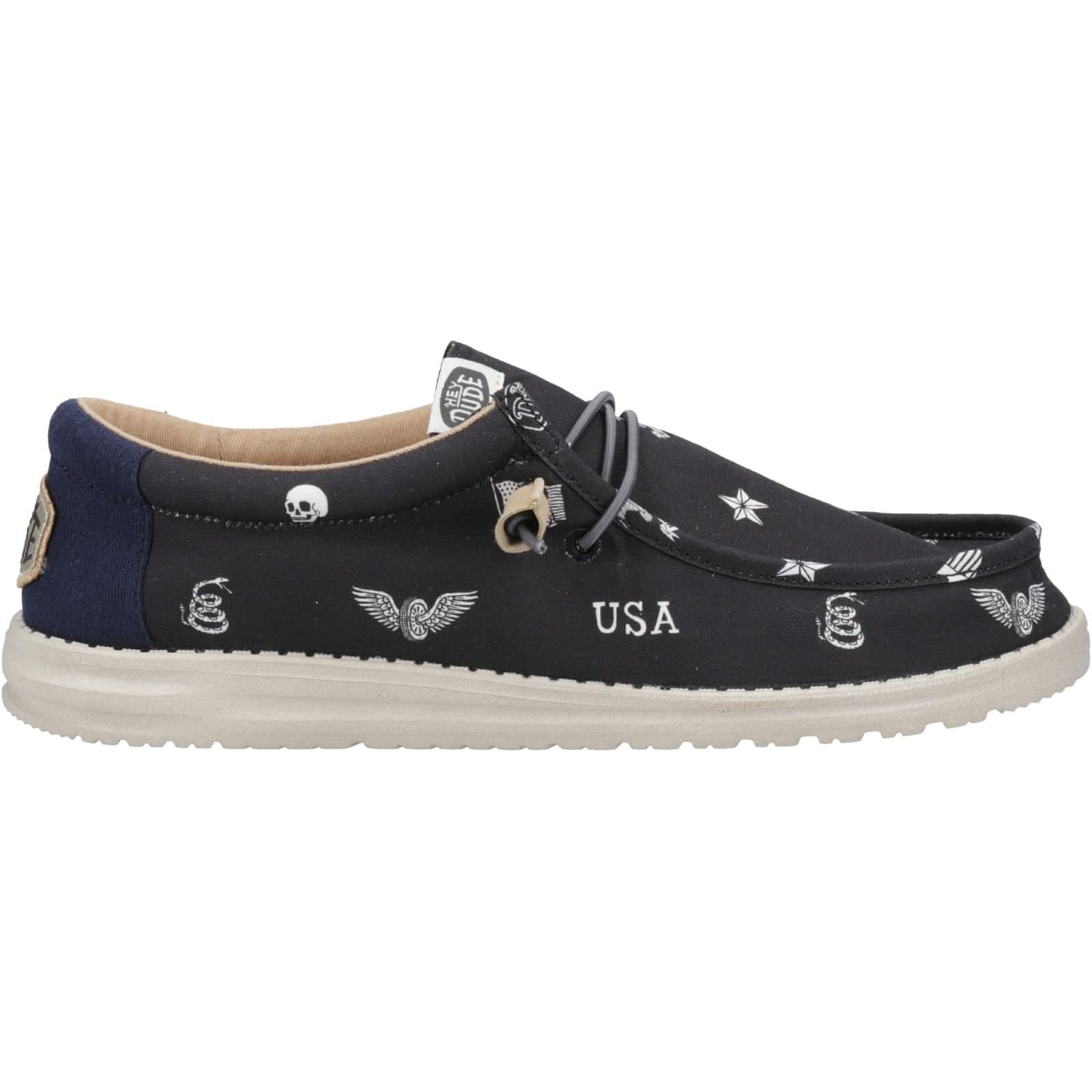 Hey Dude Hey Dude Men's 'Wally Stars n Skulls' Classic Slip On Shoes in Black