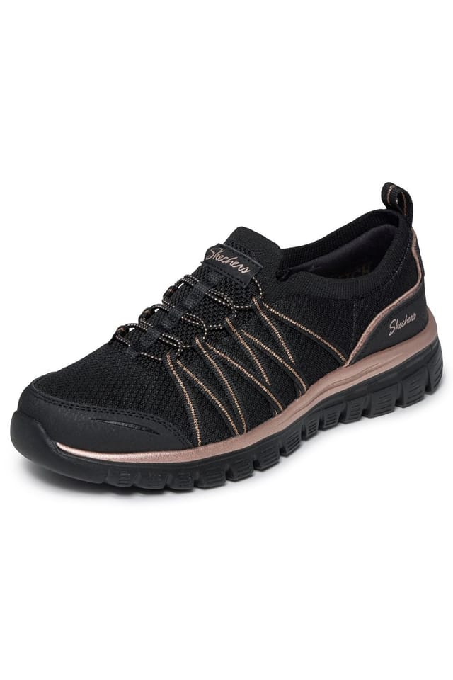 Skechers Skechers Women's Graceful - Metallic Detail Bungee Black/Rose Gold Knit in Black - 3