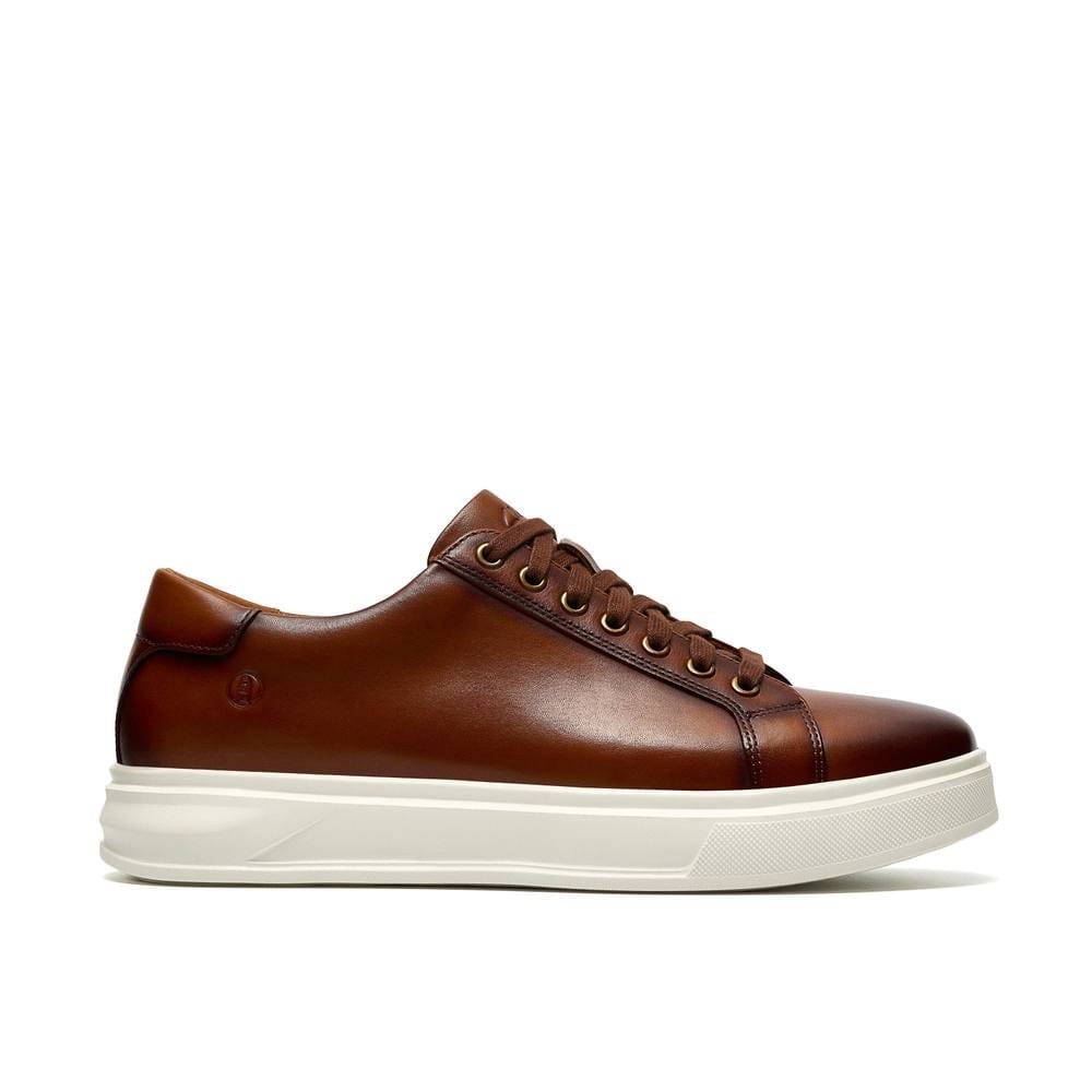 Clarks Clarks Men's Goswell Tie Tan Leather Trainers, Lace Up in Brown - 4