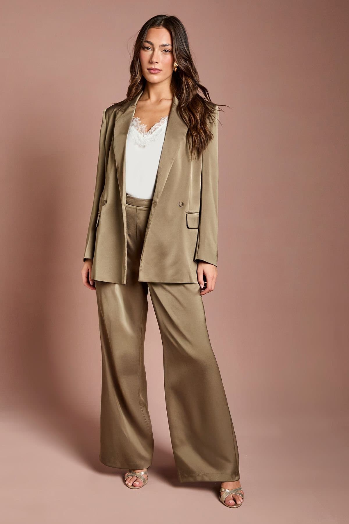 Coast Coast Women's Satin Flare Trouser in Pistachio