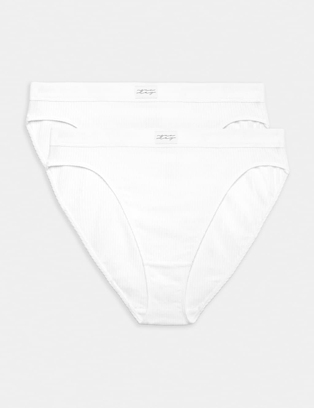 Marks & Spencer M&S 2 Pack Asta Rib High Leg Knickers White