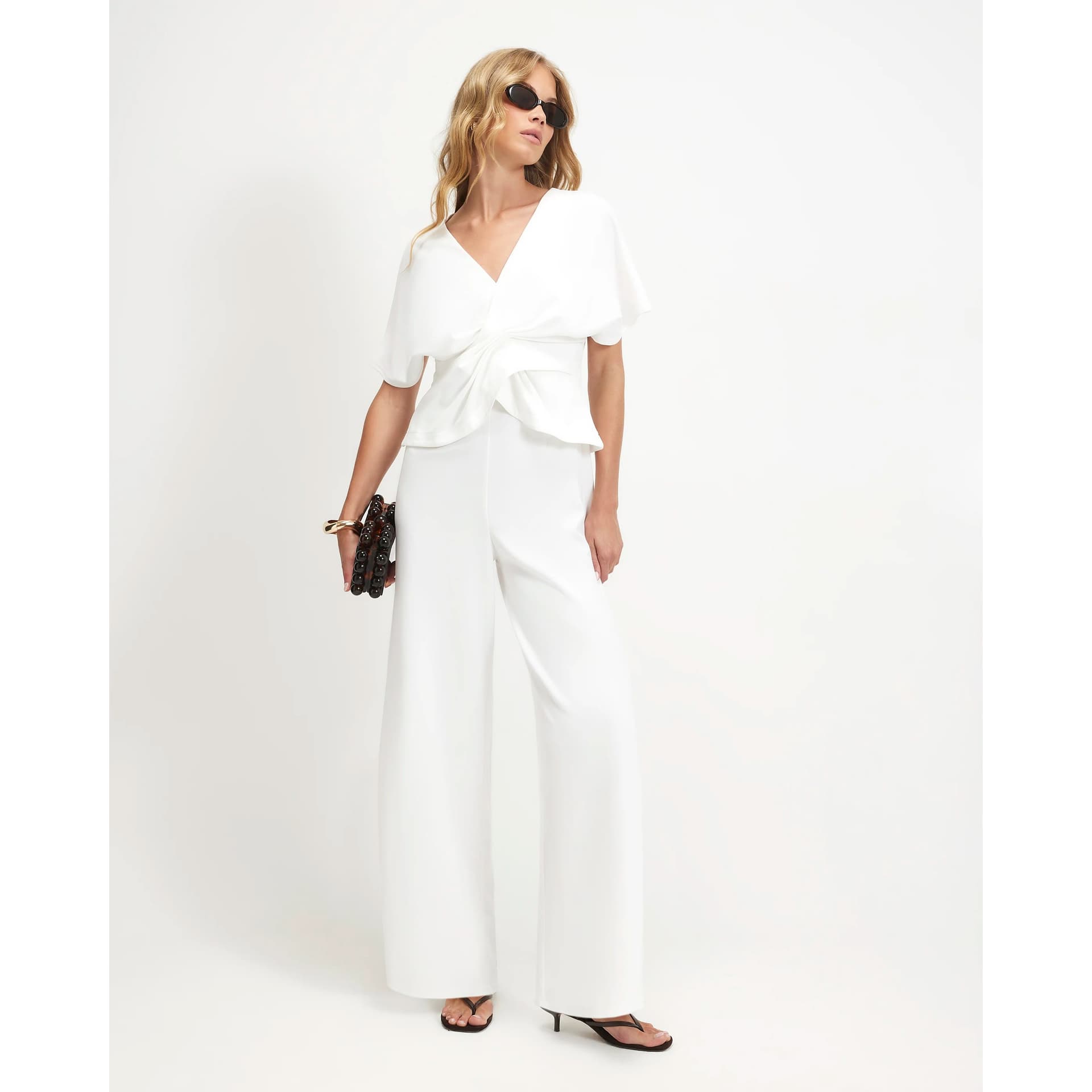 River Island River Island Womens Cream Twist Top Jumpsuit