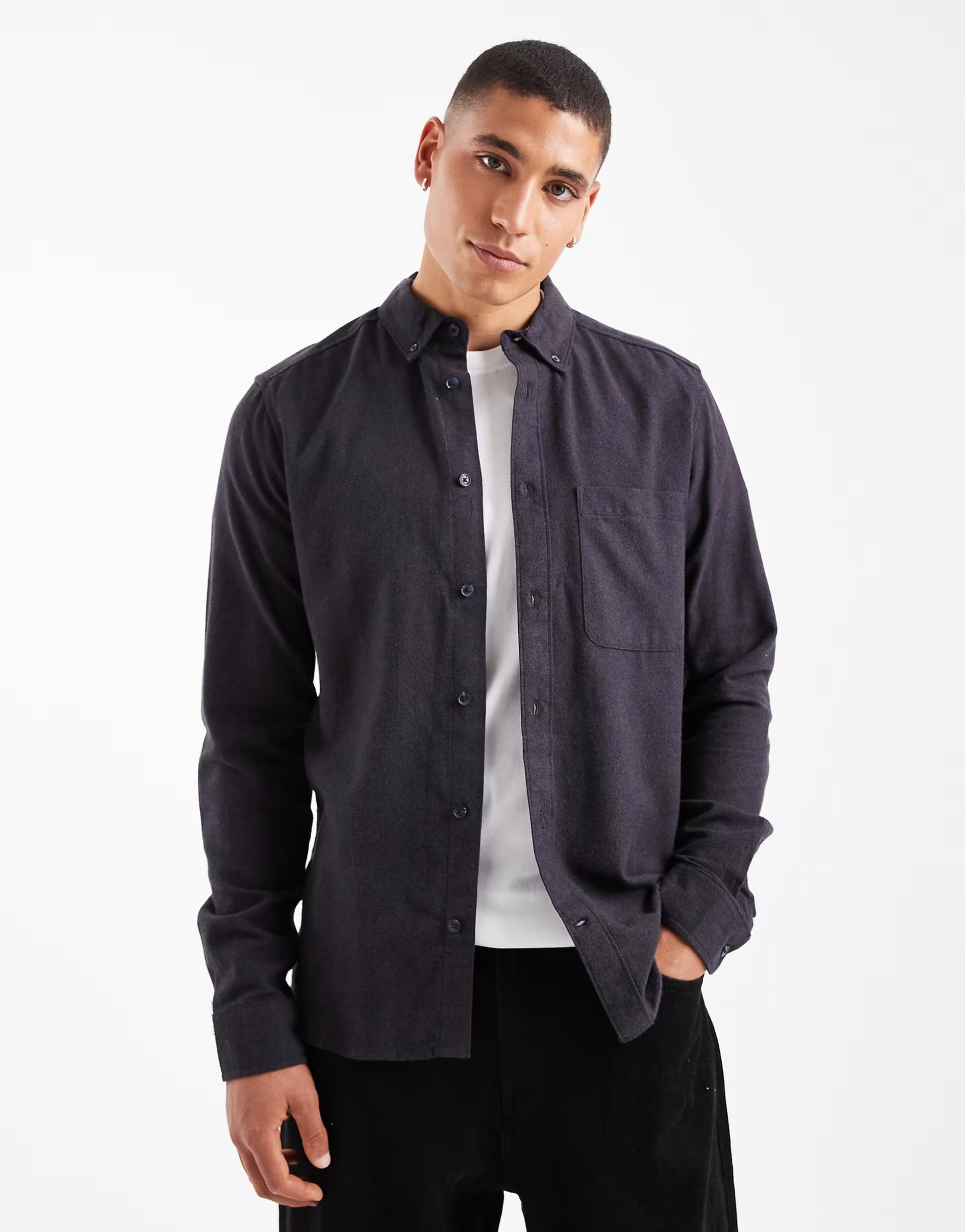 ASOS ONLY & SONS flannel shirt in black