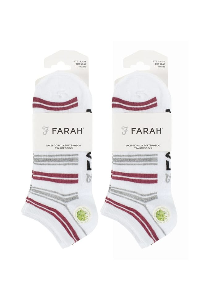 Farah FARAH Men's 10 Pack Breathable Bamboo Plain Trainer Socks - 2