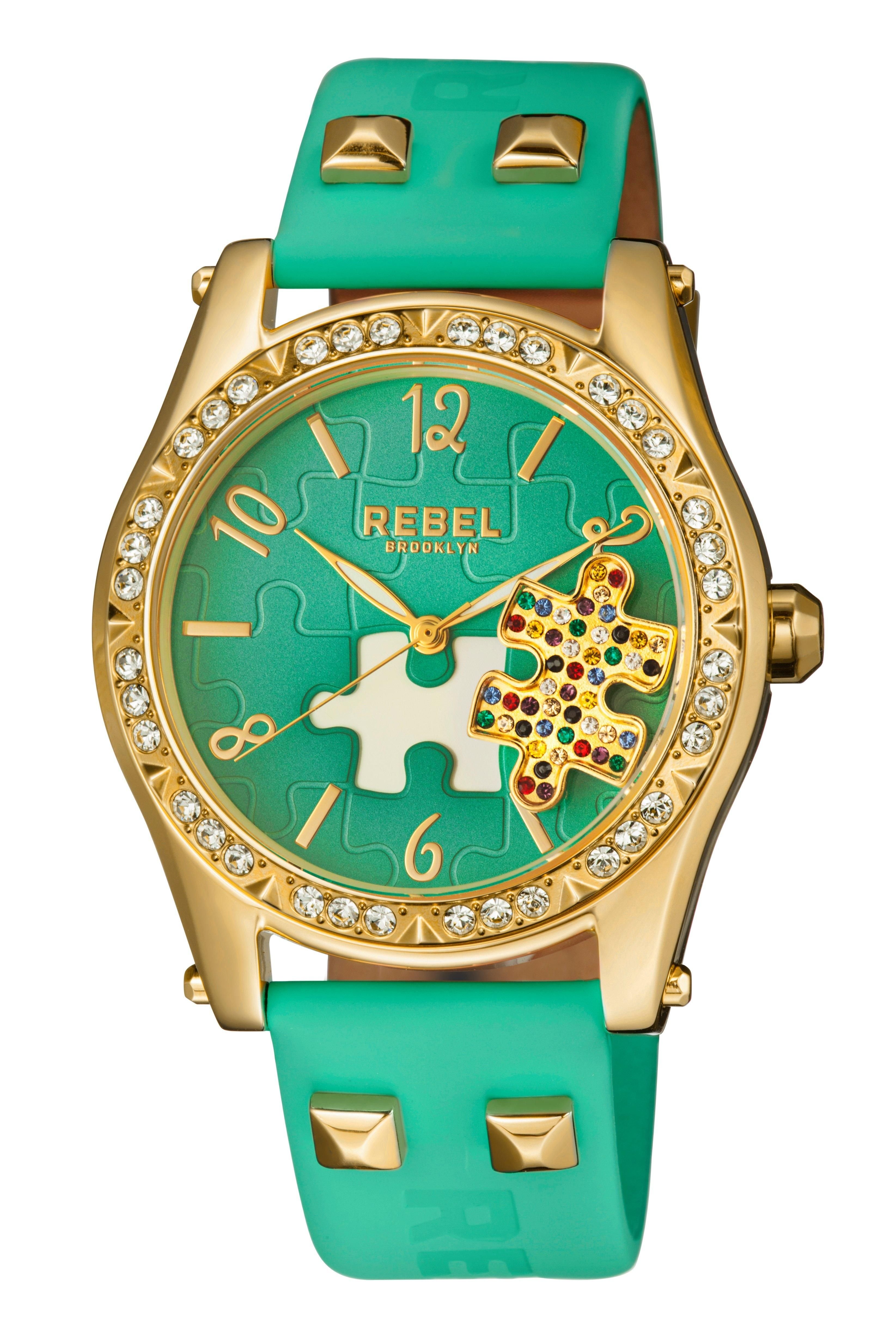 Rebel Rebel Women's Gravesend Teal Dial Leather Watch - 1