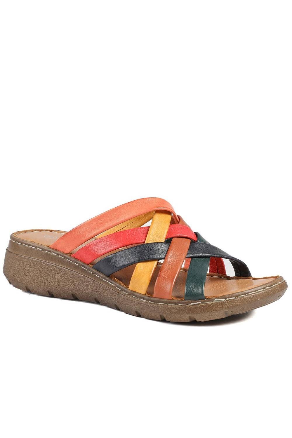 Pavers Pavers Women's Leather Slip On Mule Sandals - 2