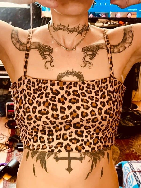 H&M Cotton leopard print crop top